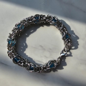 노블른 써지컬 스틸 파란 원석 devil 체인 팔찌 18647192