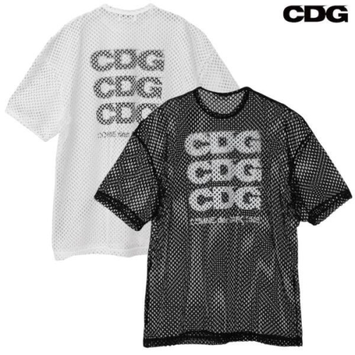  꼼데가르송 CDG 오버사이즈 메쉬 펀칭 반팔 티셔츠 블랙 화이트 SZ-T077-051