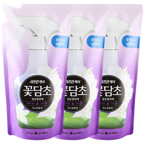 샤프란케어 꽃담초 섬유탈취제 자스민꽃향 리필 320ml (3개)_이미지