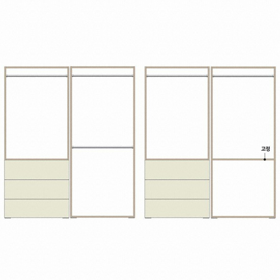 케이컴퍼니 이음 3서랍옷장+거울옷장 옷장세트 1600_이미지