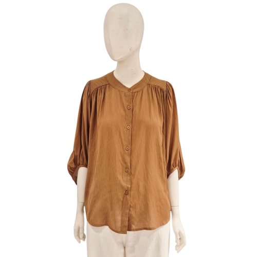 에이비에프지 차이나넥 루즈핏 7부소매 셔링 블라우스 ADZ3HB70H_이미지