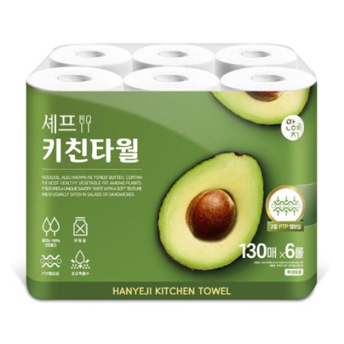 한예지 셰프 키친타월 130매 (6입) (1팩(6입))_이미지