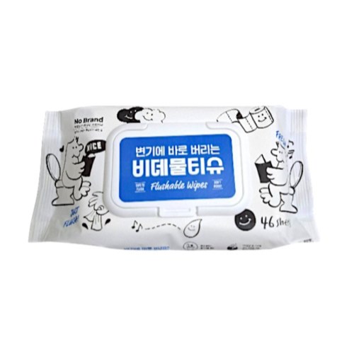 노브랜드 변기에 바로 버리는 비데물티슈 캡형 46매 (6팩)_이미지