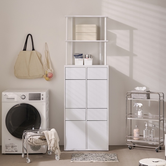 BIF보루네오 마르체 라임 키높은 분리수거함 2단4칸 빨래바구니 수납장 620