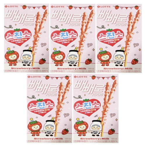 롯데제과 스친소 빼빼로 스트로베리 밀크 37g (5개)_이미지