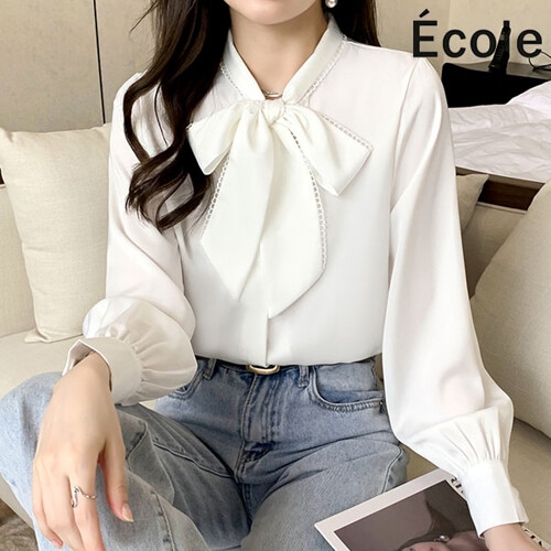 여성 바젤 리본 블라우스_F33WBB003Z