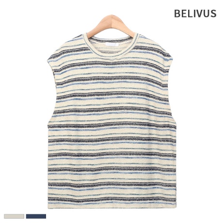 빌리버스 남자 스트라이프 니트 베스트 BNE029_이미지