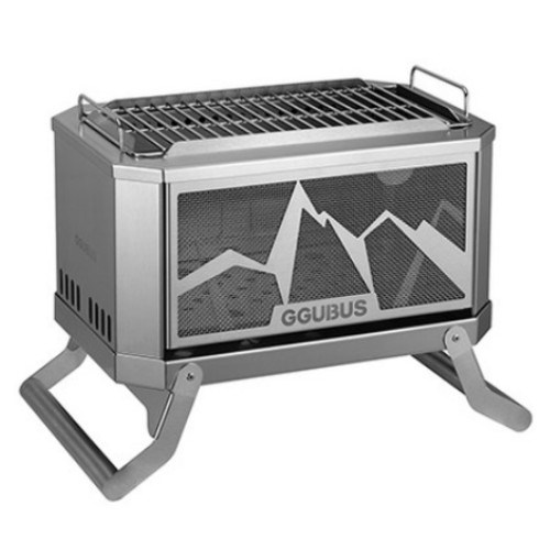 꾸버스 풀스텐 듀얼 캠핑 화로대 XL (메쉬망+유리패널 포함)_이미지