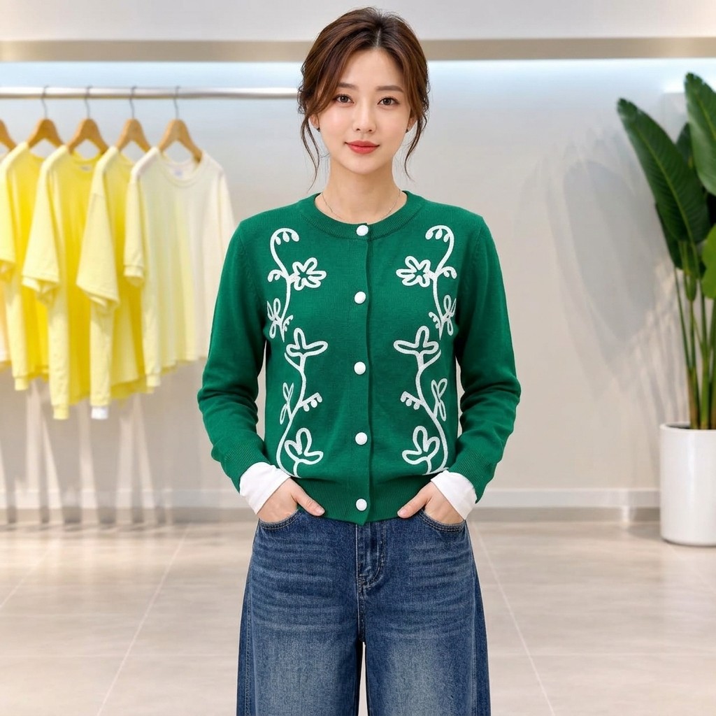 에잇컨셉 오딘 플라워 자수 가디건 BC26J3FCD006