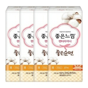 좋은느낌 좋은순면 팬티라이너 롱 69개 (4팩(276개))_이미지