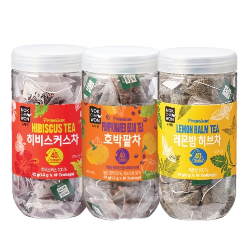 40티백 베스트4종 히비스커스+호박팥차+레몬밤허브차+작두콩차