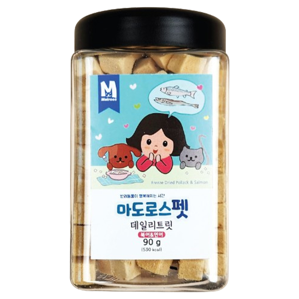 마도로스펫 데일리트릿 북어&연어 90g이미지입니다. 누르면 해당 게시물로 새창이동합니다.
