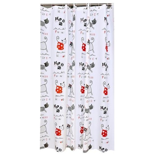 아일렛형 고양이 샤워커튼 120x180cm 가림천 욕실커텐 가림천 샤워실커튼 샤워파티션 셀프인테리어 욕실꾸