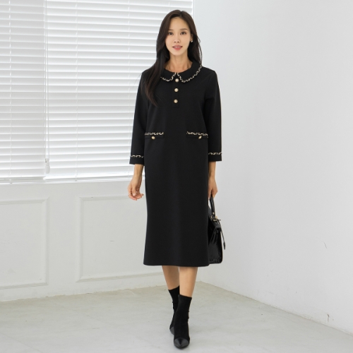 티엔피인터내셔날 마담4060 엄마옷 샤인체인 5060옷 원피스-ROP2411001