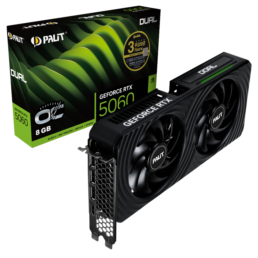 PALIT 지포스 <b>RTX</b> 5060 DUAL OC D7 8GB 이엠텍