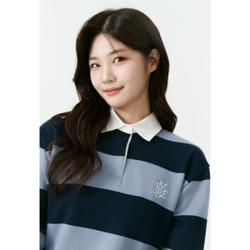  잠뱅이 여성 스트라이프 카라 배색 롱 슬리브 AP3WTL558-PK