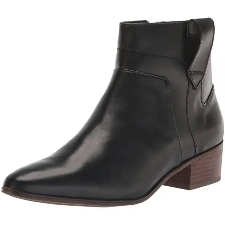 락포트 여성용 Geovana 레이어드 앵클 부츠 블랙 가죽 방수 9 648391