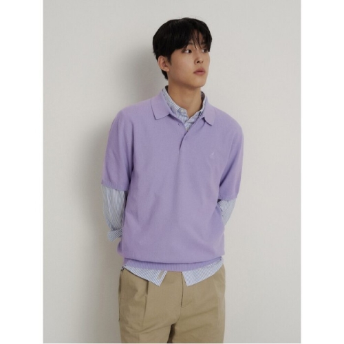  빈폴 남성 코튼실크 칼라넥 니트 BC6251C21V