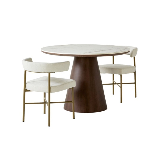 까사미아 보테 브라운 세라믹 원형 식탁 1100 (올비아의자2개)