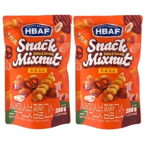 (주)바프 HBAF 스낵믹스넛 짭짤고소 200g (2개)