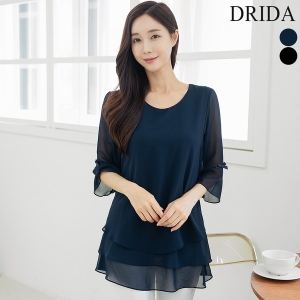드리다 여자 여름 빅사이즈 7부 이중 쉬폰 정장 티 블라우스 40-50대 중년 여성 엄마옷 선물 하객 상견례