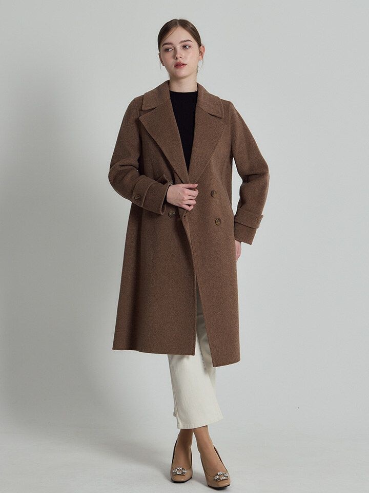 르오트 품격있는 울 알파카 더블버튼 핸드메이드 롱코트 863319