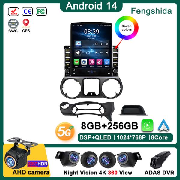 JEEP 9.7인치 안드로이드 14 랭글러 3 JK 2010-2018용 카 라디오 멀티미디어 네비게이션 GPS 플레이어 터치