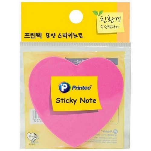 프린텍 모양 스티키 노트 하트 DI010 (1개)_이미지