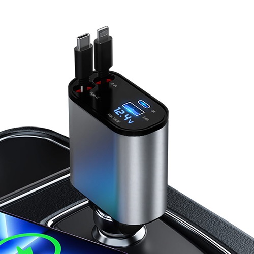 서주글로벌 더존 4in1 각도조절 릴타입 차량용 시거잭 고속충전기_이미지