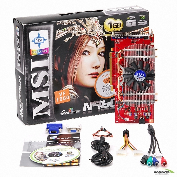 MSI ������ 9600GT N9600GT-T2D1G OC HDMI 1GB VF1050 �����ڽ�