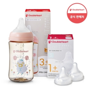 더블하트 모유실감 3세대 PPSU 하늘을날꼬양 240ml (젖병 1개 + 젖꼭지 3개)