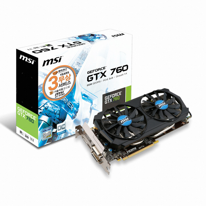 MSI 지포스 GTX760 블랙 아머 X2 OC D5 2GB
