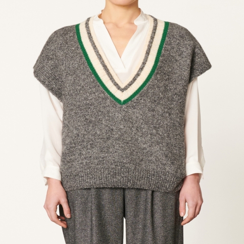 아떼바네사브루노 VISW4F227G2 그레이 울혼방 니트 베스트_이미지