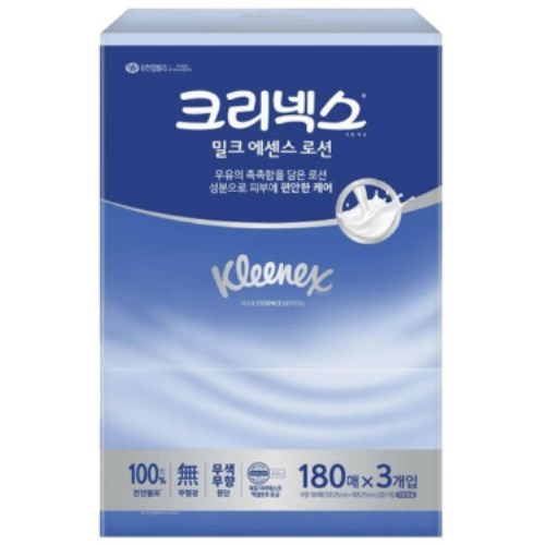 크리넥스 밀크 에센스 로션 미용티슈 180매 (3입)