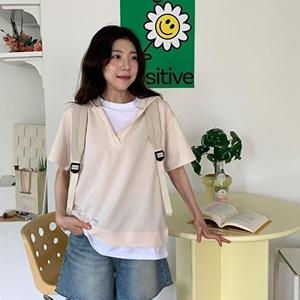 VY 여자 여름 캠퍼스 반팔 맨투맨_WT30975