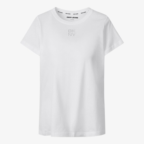 DKNY AVE 스택드 아일렛 로고 크루넥 티셔츠 화이트 DW2G1TTS092IWT_이미지