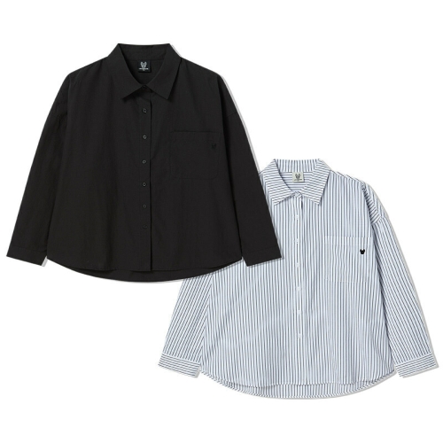 라이프워크 여성 코튼 스트라이프 오버핏 셔츠 LW252SR876_이미지
