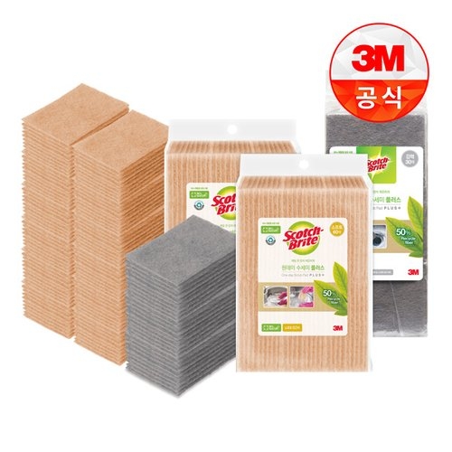 3M 스카치브라이트 원데이수세미플러스 세트 (디스펜서+강력5매+제로스크래치95매)_이미지