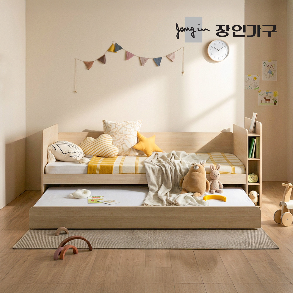  장인가구 뉴피터 수납헤드 슬라이드 LED 2단침대 SS [낮은독립 2개]