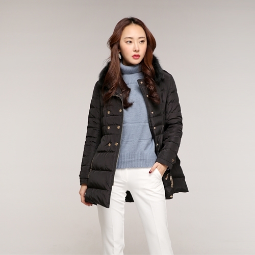  제이유퍼 노블밍크 P303 폭스카라 골드버턴 오리털 패딩코트