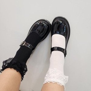 패션 JHQS79CI_4B 여자 레이스 프릴 교복양말 발목양말