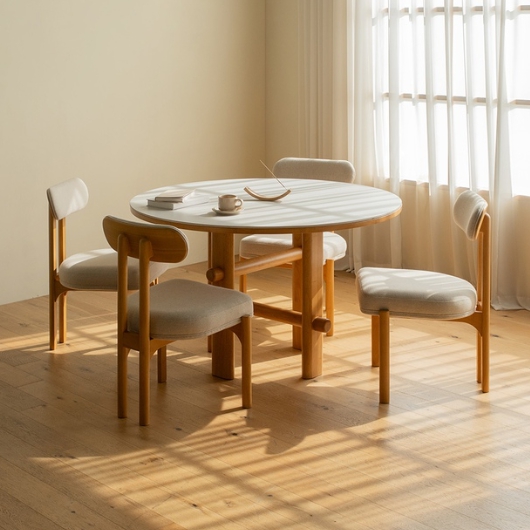 레트로하우스 마렛 원목 세라믹 원형 식탁 1200