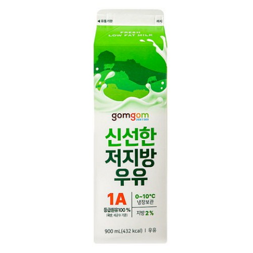 쿠팡 곰곰 신선한 저지방 우유 900ml (2개)