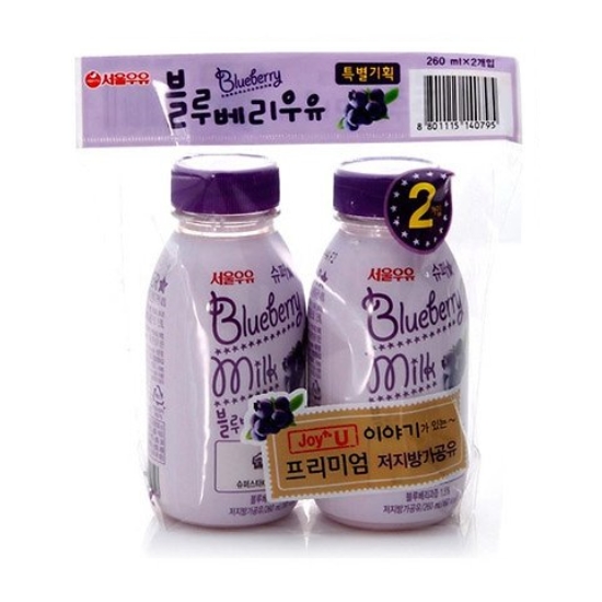 서울우유 블루베리 우유 260ml (2개)