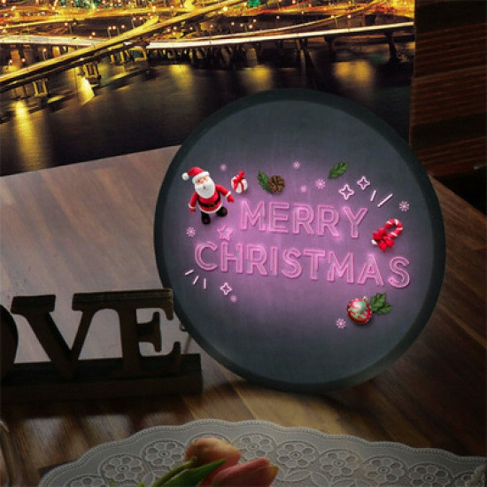 꾸밈 LED 네온느낌메리크리스마스 액자 무드등 35cm