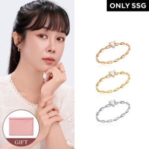 비앤비골드 14K/18K 하트큐빅 트위스트 두줄 꼬임 올밴드 반지 SRS42115