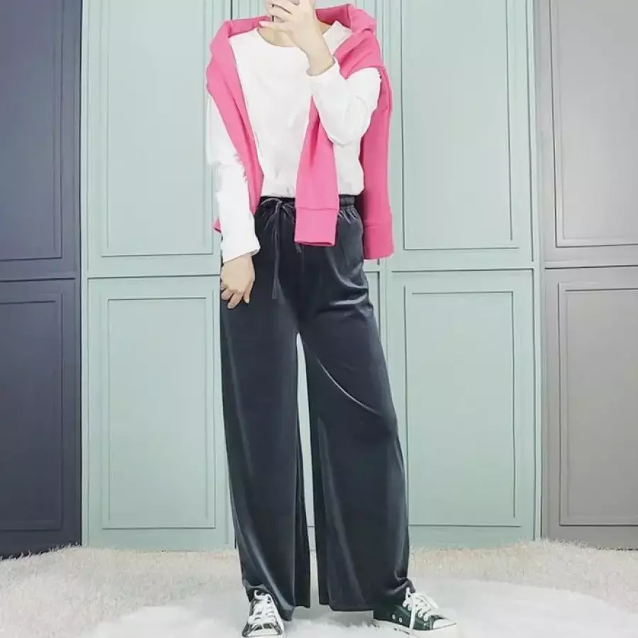  아리아 벨보아 벨벳 사방스판 여성 밴딩 통바지 30317317A
