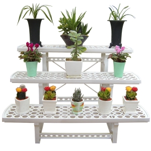 플라워 화분정리대 일반형 화이트 3단