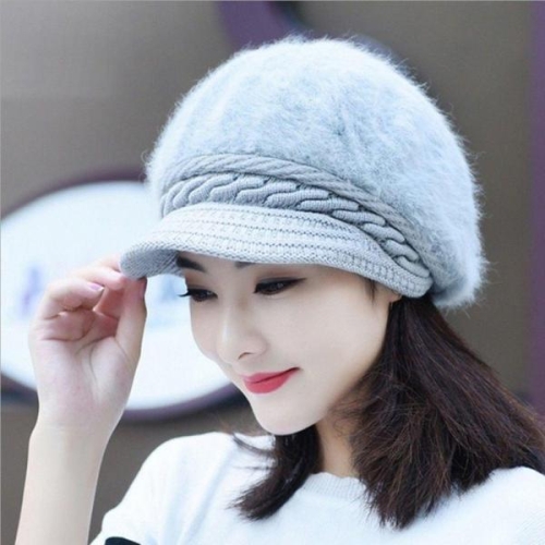 앙고라 보아캡 겨울 벙거지 모자 여성 토끼털 WFMB1QX_이미지