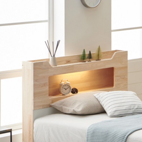 장인가구 아로마 4단 수납 편백나무원목 LED침대 SS (3D멀티7존독립)_이미지